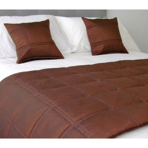 Stitched Grid - Bed Runner Set - Chocolate